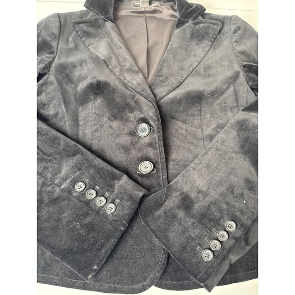 Express Design Studio Womens Black Velvet Blazer Jacket SZ 8 Whimsigoth Holiday - Picture 8 of 12